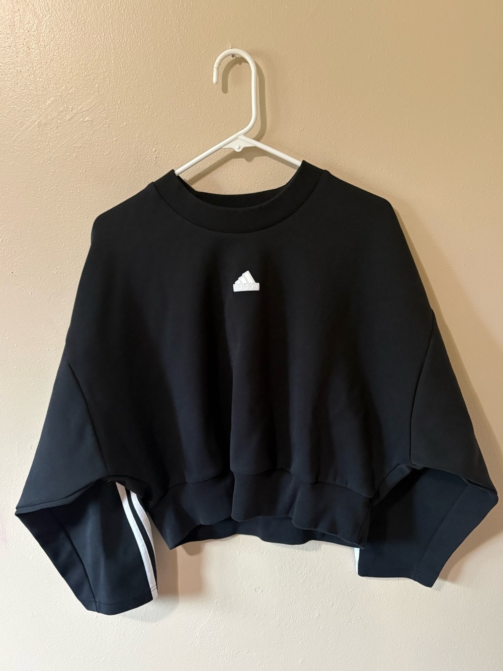 Adidas Future Icons 3-stripes Cotton Blend Sweatshirt Womens size Large in Black